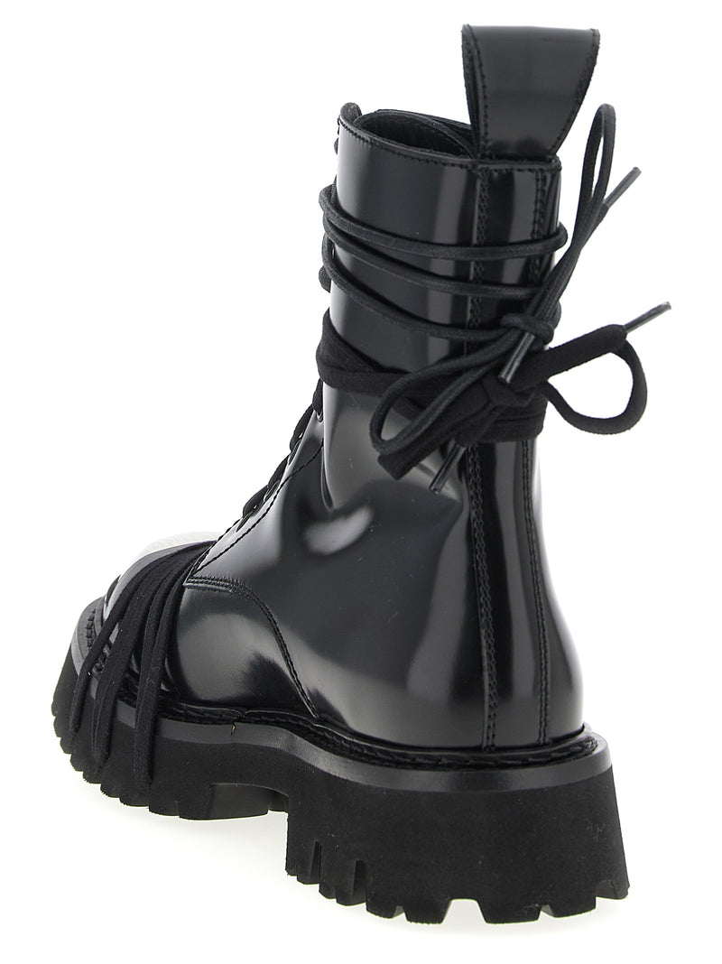Moschino Black Calfskin Lace-Up Boots
