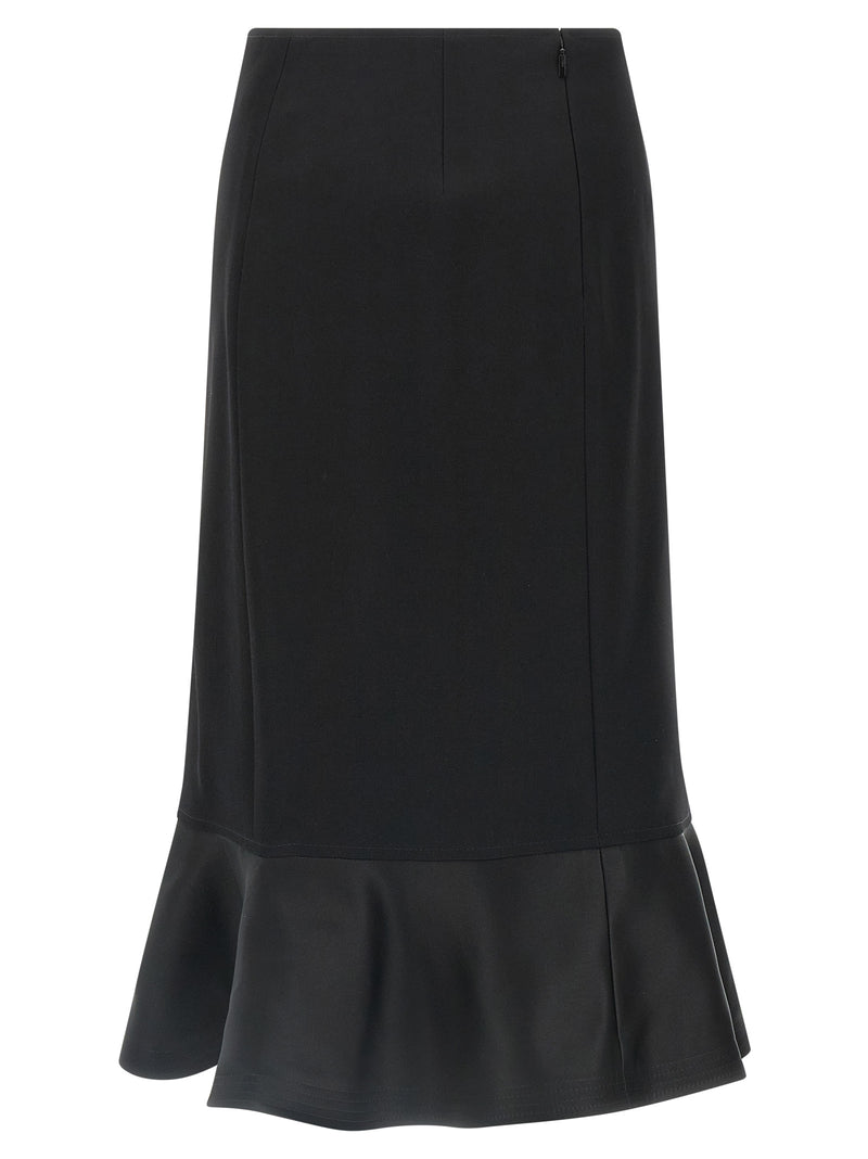 Fendi Black Virgin Wool Midi Skirt