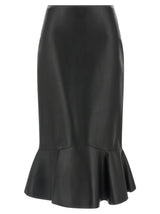 Fendi Black Lamb Leather Midi Skirt