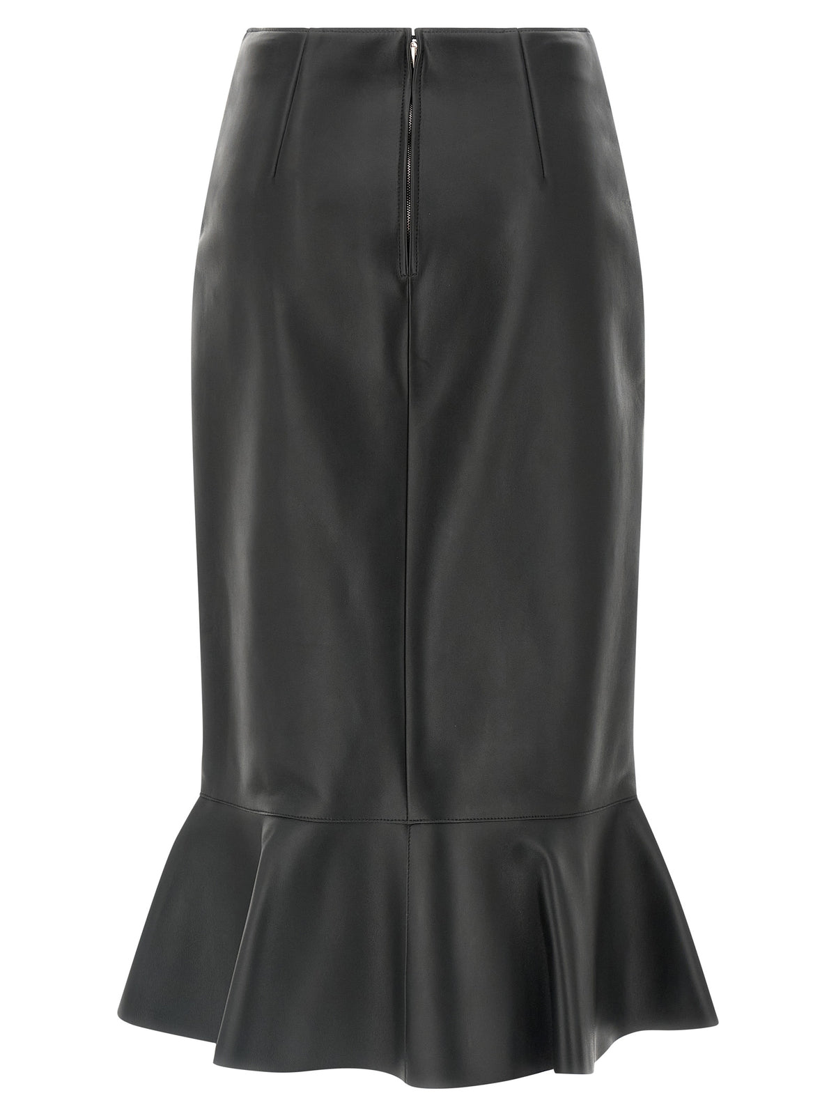 Fendi Black Lamb Leather Midi Skirt