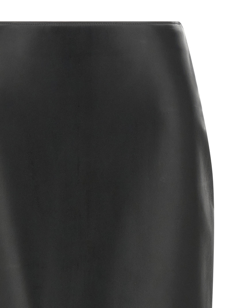 Fendi Black Lamb Leather Midi Skirt