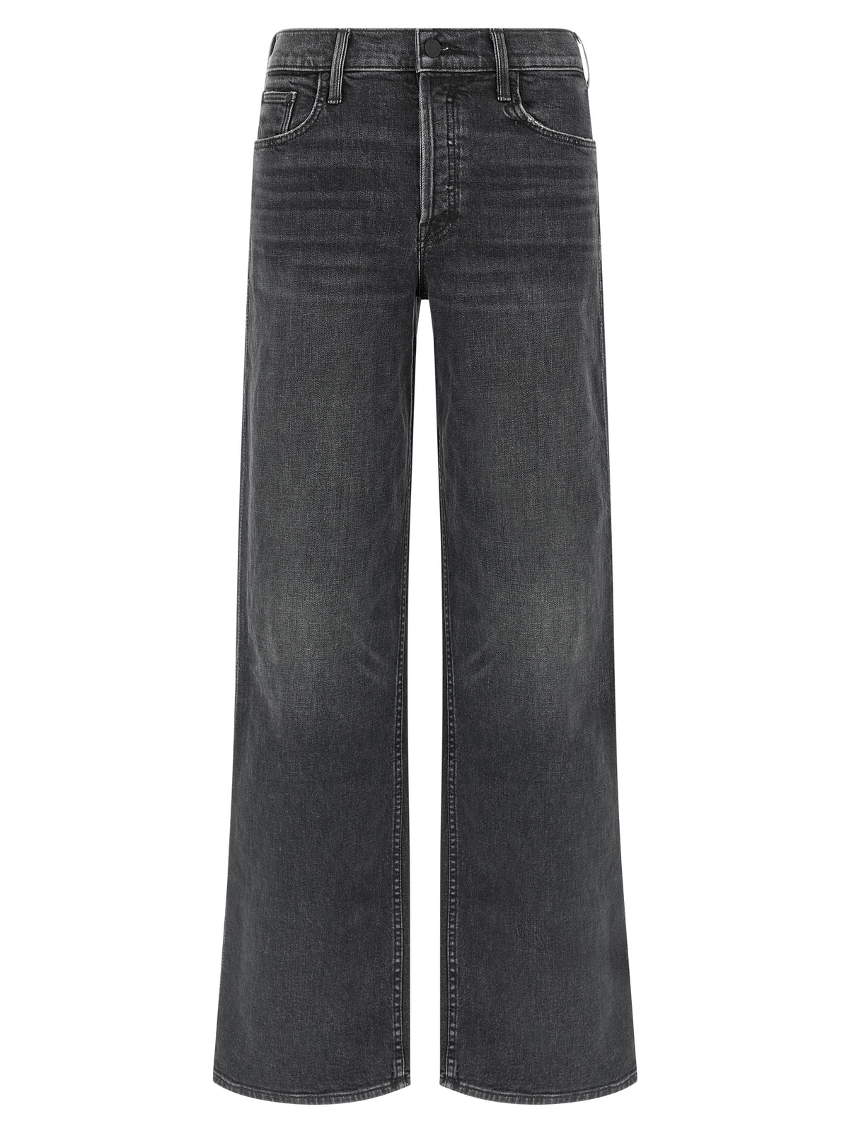 Mother Denim Black Cotton Straight-Leg Jeans
