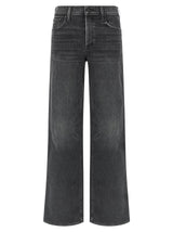 Mother Denim Black Cotton Straight-Leg Jeans