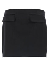 Ferragamo Black Virgin Wool Long Skirt