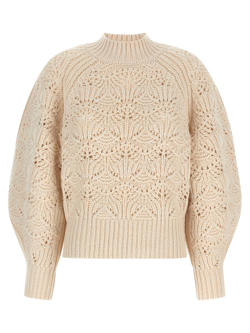 Zimmermann Hypnotic Cable Knit Beige Wool Cardigan