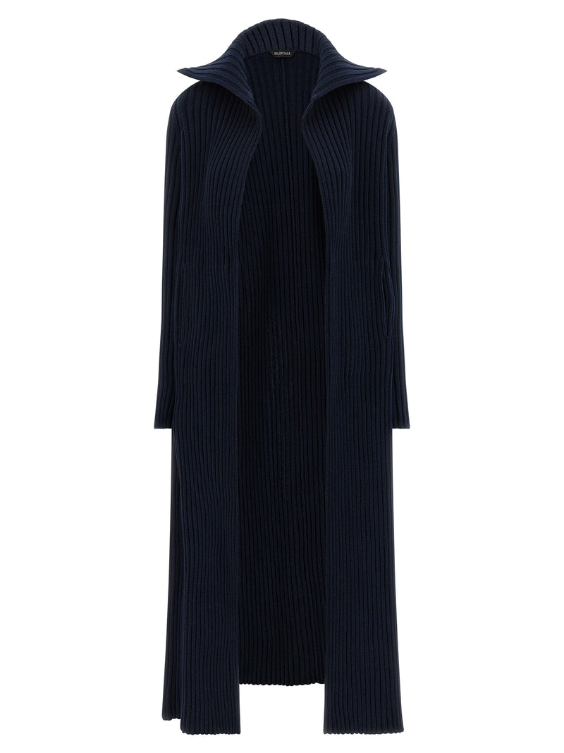 Balenciaga Blue Maxi Cardigan - Luxurious Shawl-Collar Design