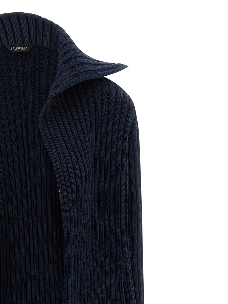 Balenciaga Blue Maxi Cardigan - Luxurious Shawl-Collar Design