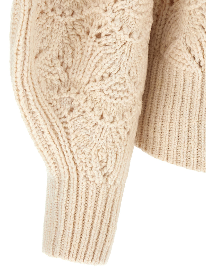 Zimmermann Hypnotic Cable Knit Beige Wool Cardigan