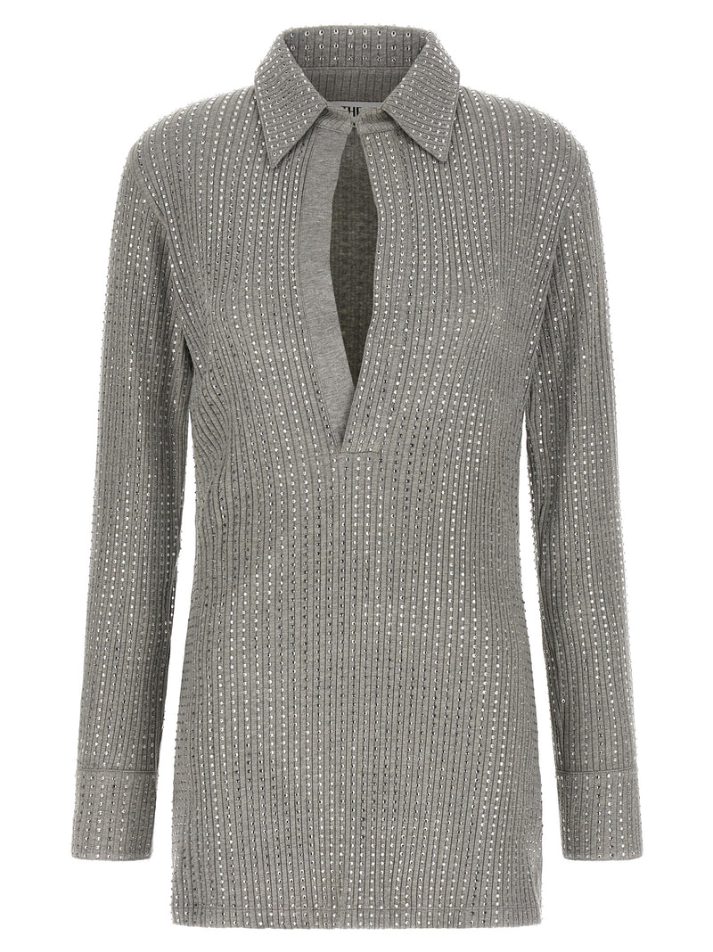 La robe courte Attico en coton gris