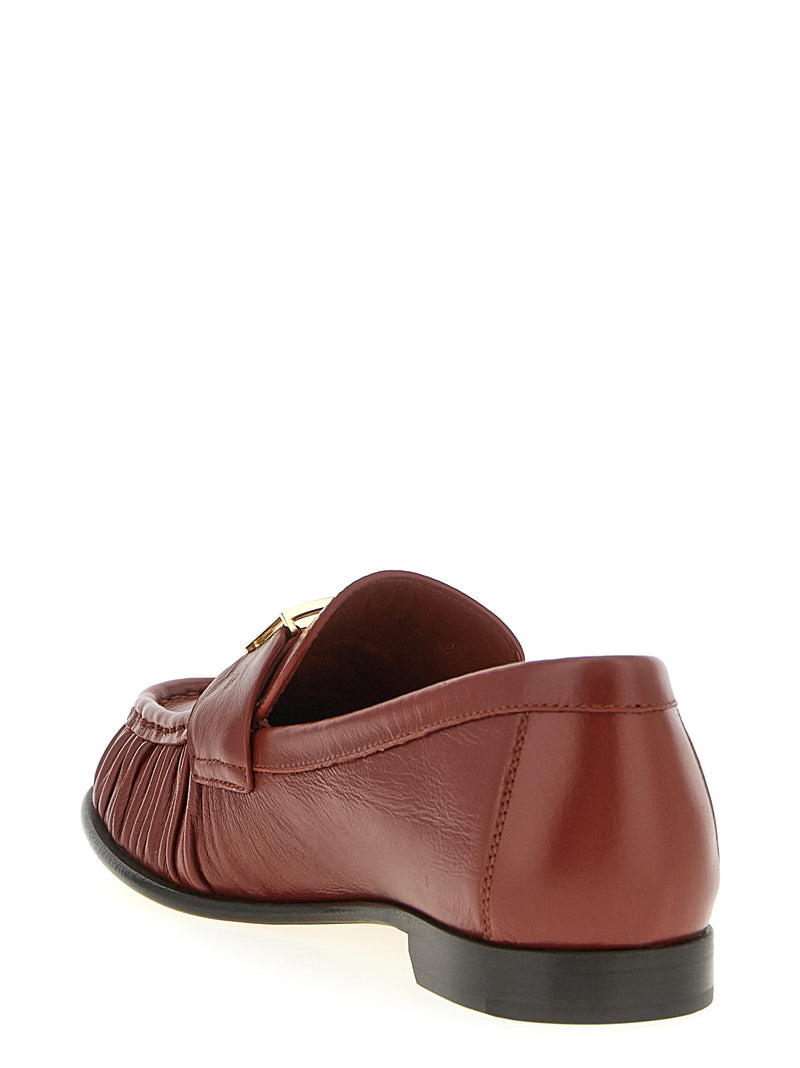 Mocassins à enfiler en cuir d'agneau marron Fendi