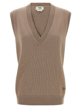 Fendi Beige Cashmere Sleeveless Jacket