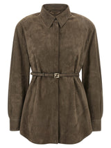 Fendi Gray Lamb Leather Blouse