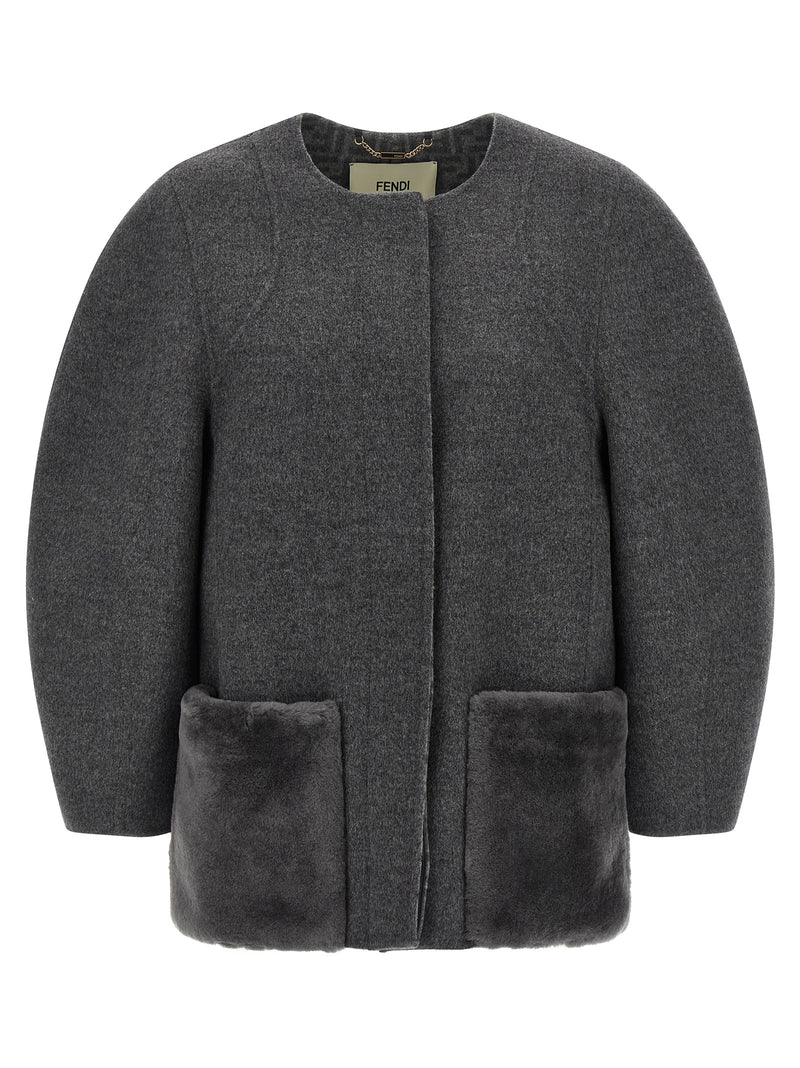 Fendi Gray Virgin Wool Coat