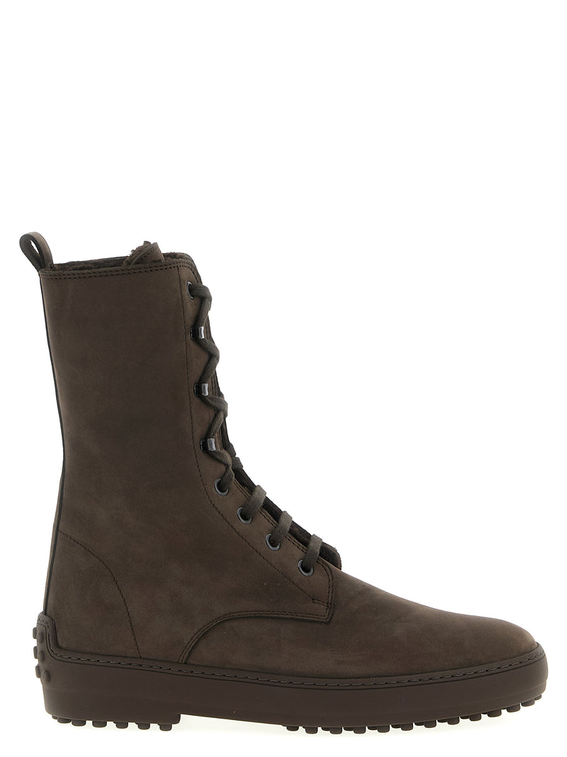 Tod's Brown Calfskin Winter Gommino Ankle Boots for Women