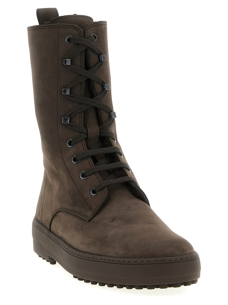 Tod's Brown Calfskin Winter Gommino Ankle Boots for Women