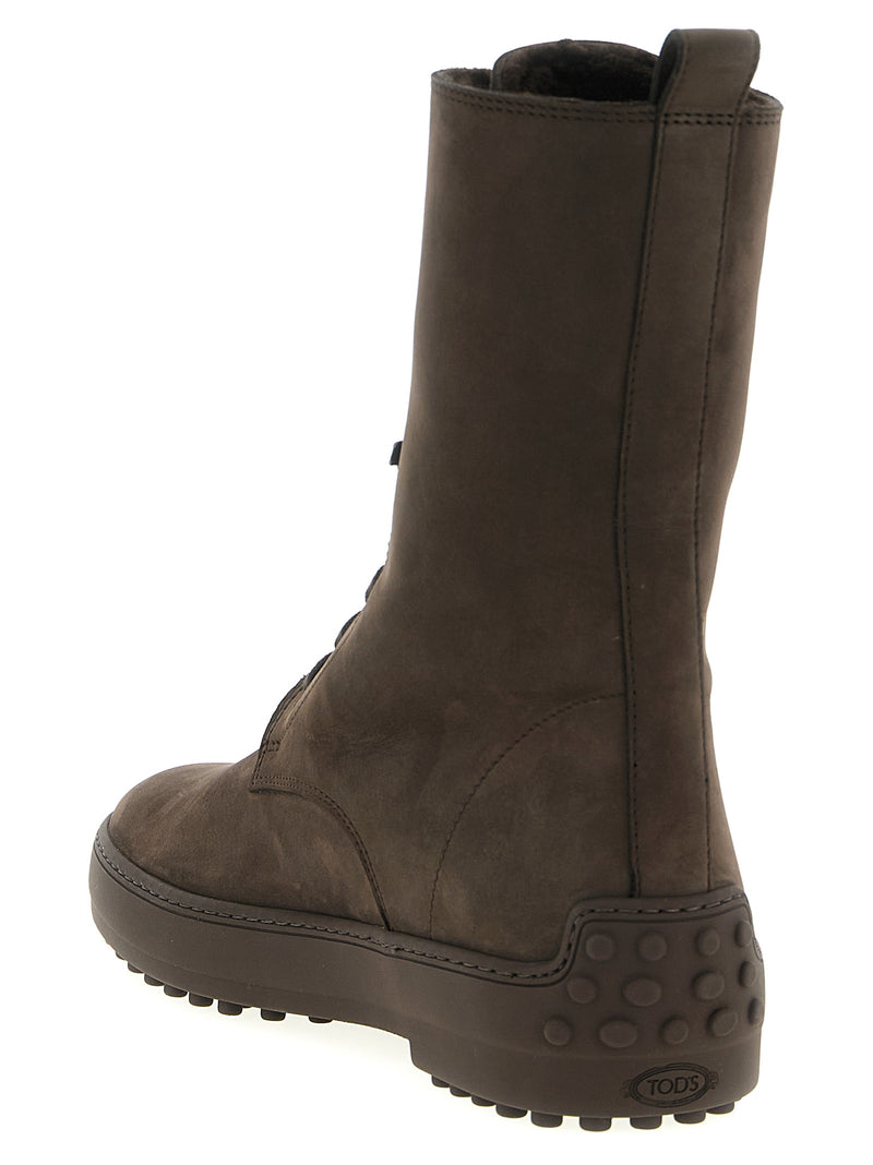 Tod's Brown Calfskin Winter Gommino Ankle Boots for Women