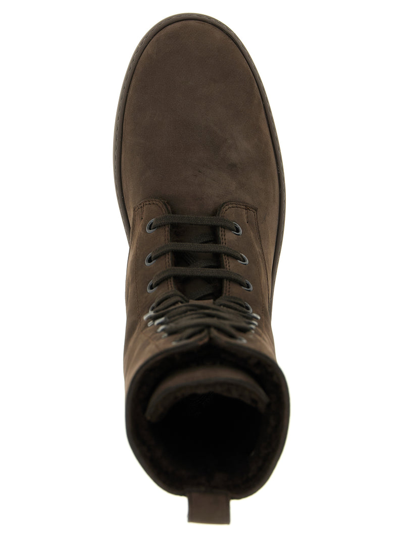 Tod's Brown Calfskin Winter Gommino Ankle Boots for Women