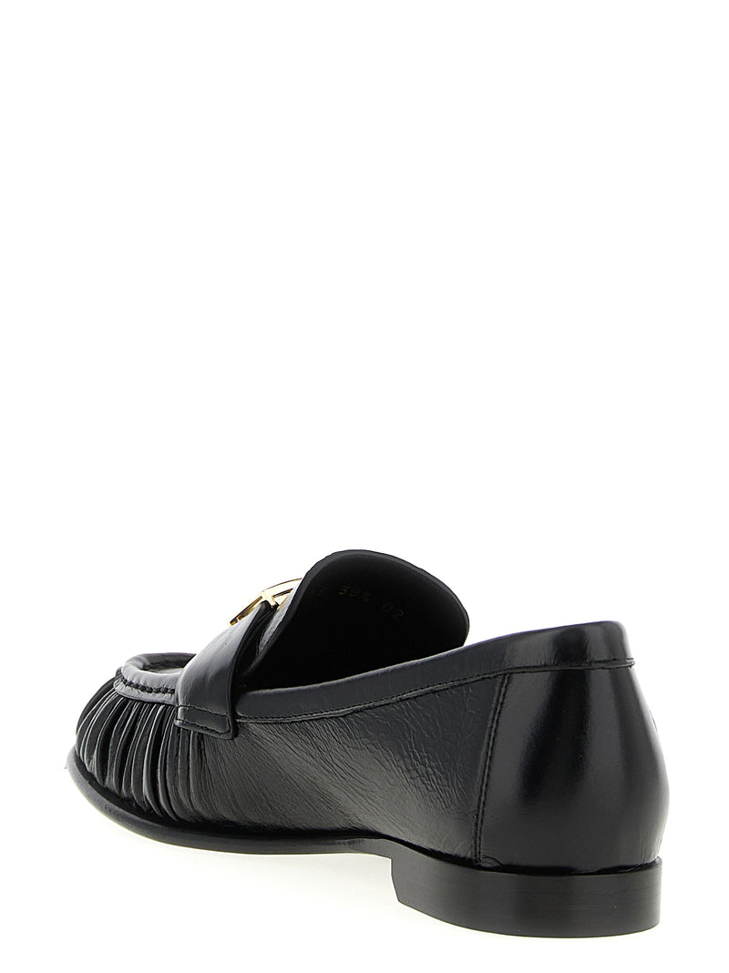 Mocassins à enfiler en cuir d'agneau noir Fendi