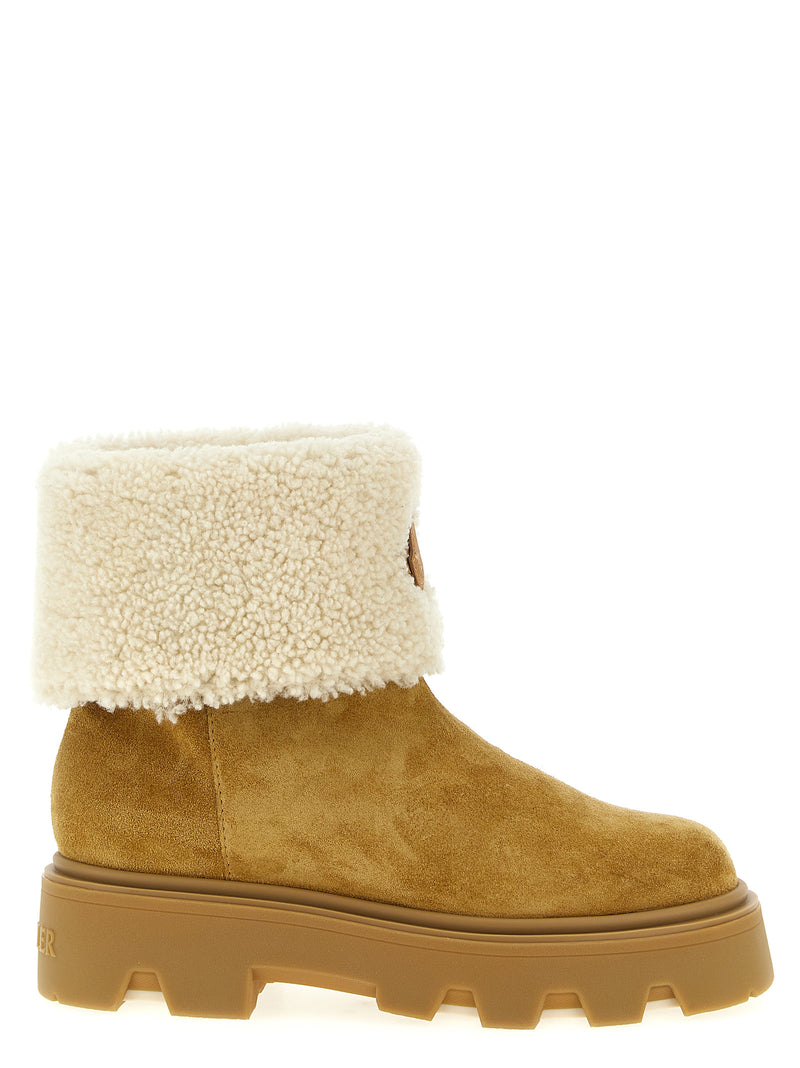 Moncler Aurea Beige Calfskin Ankle Boots for Women