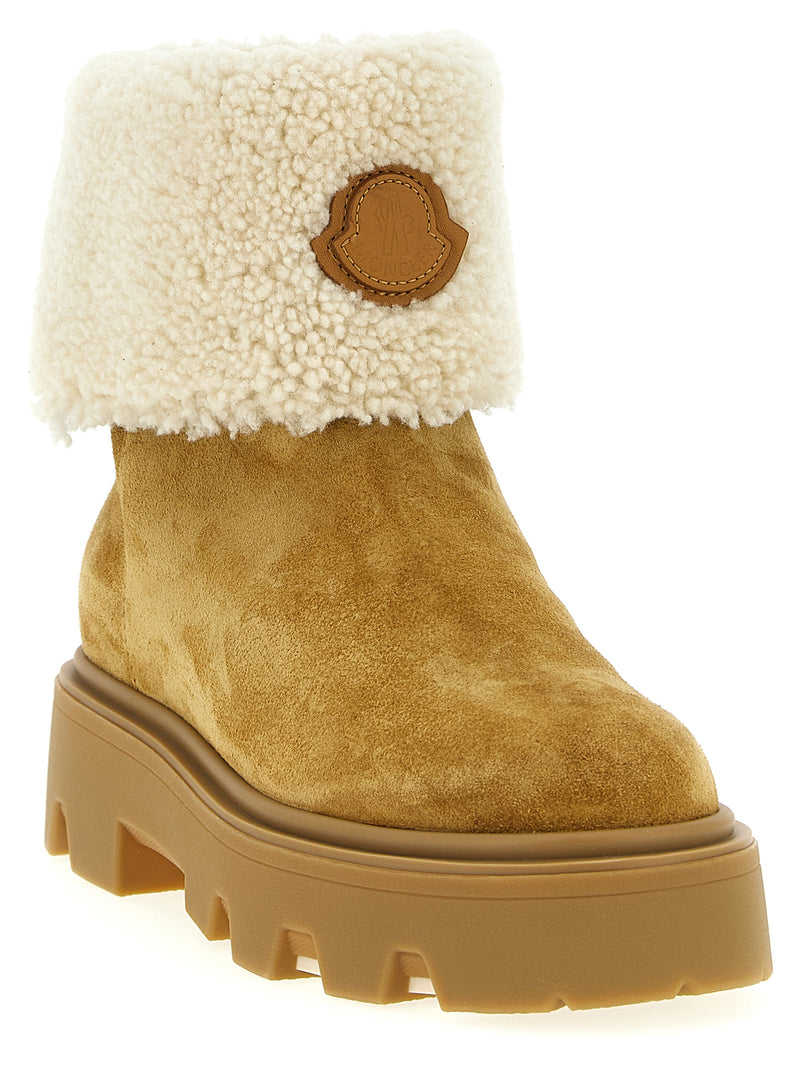 Moncler Aurea Beige Calfskin Ankle Boots for Women