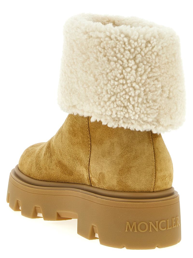 Moncler Aurea Beige Calfskin Ankle Boots for Women