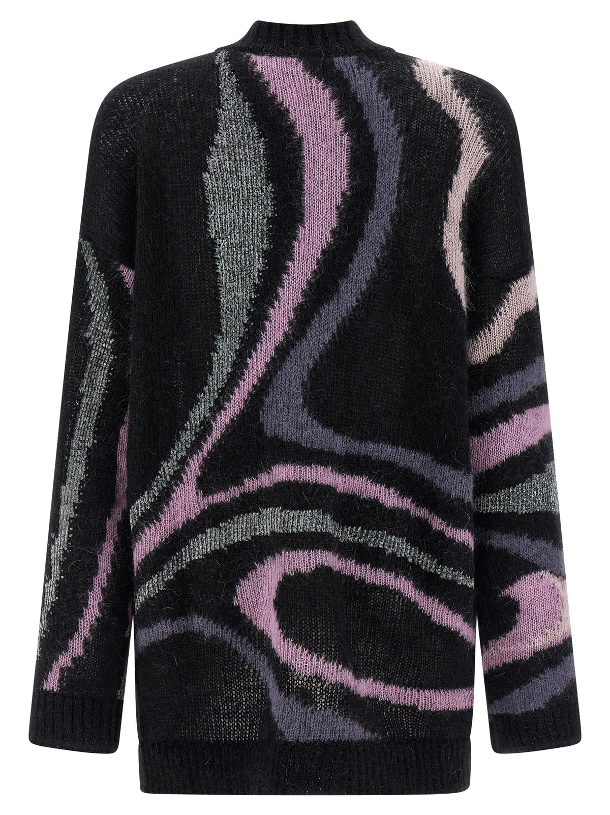 Emilio Pucci Black Wool Cardigan - Marmo Print