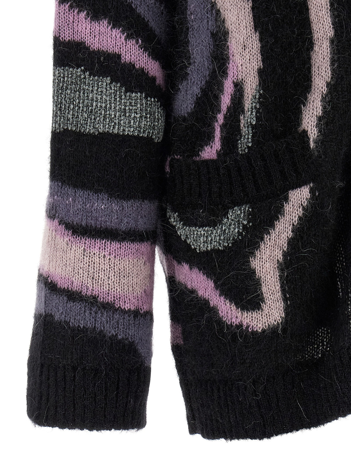 Emilio Pucci Black Wool Cardigan - Marmo Print