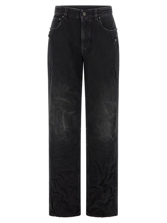 Balenciaga Black Cotton Straight-Leg Jeans - City Collection