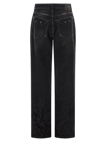 Balenciaga Black Cotton Straight-Leg Jeans