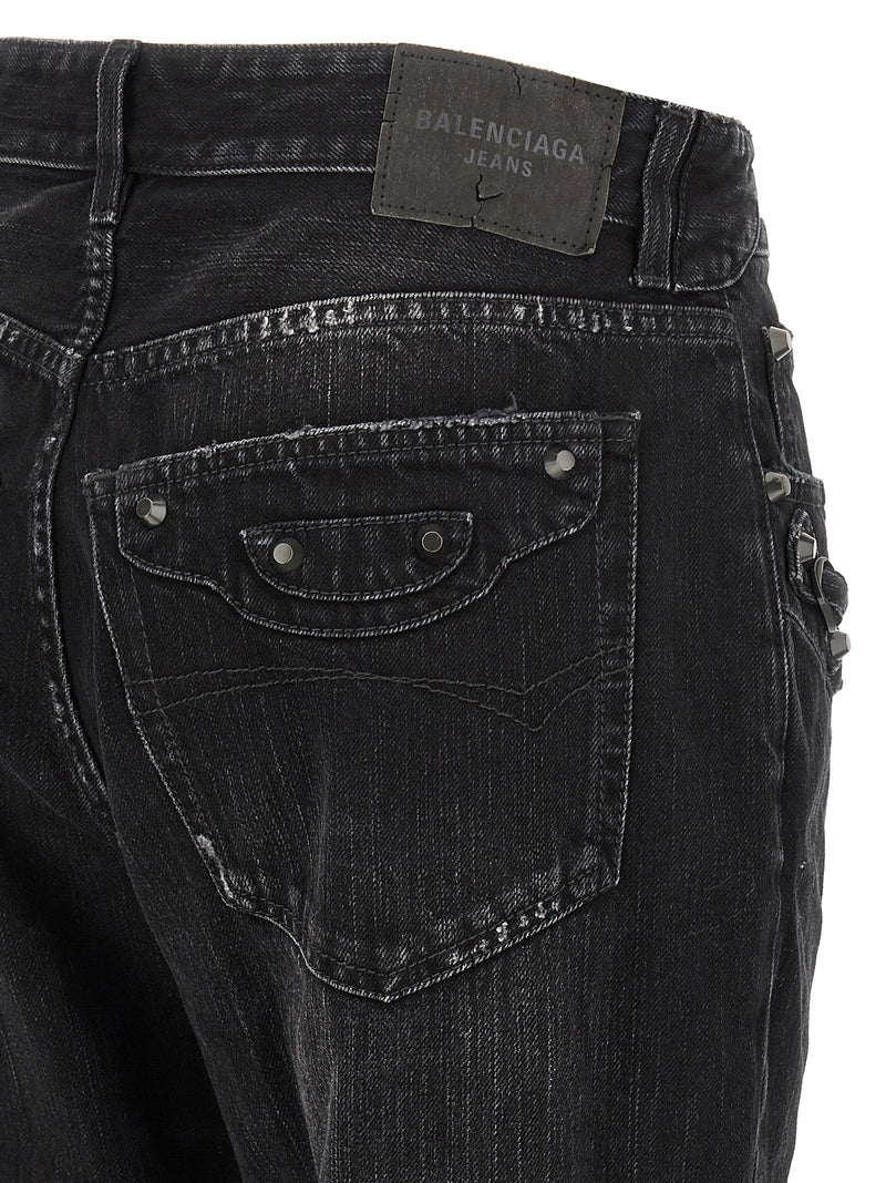 Balenciaga Black Cotton Straight-Leg Jeans - City Collection