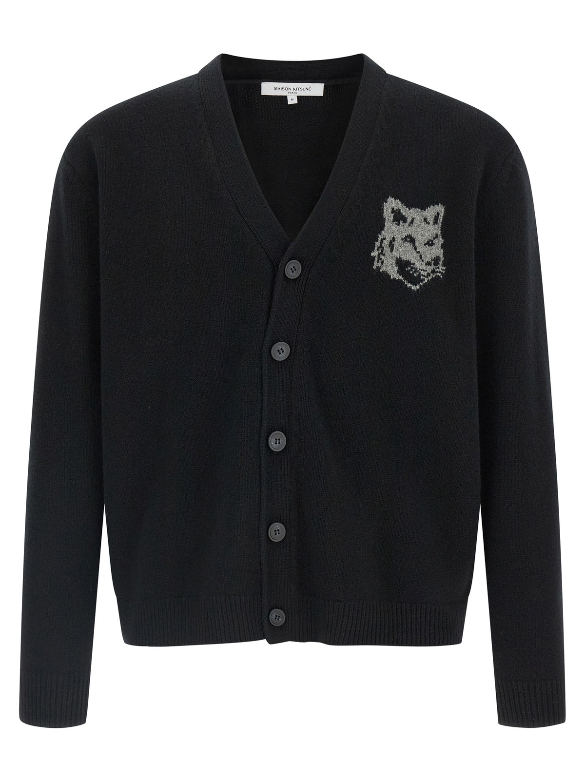 Maison Kitsuné Black Merino Wool Cardigan