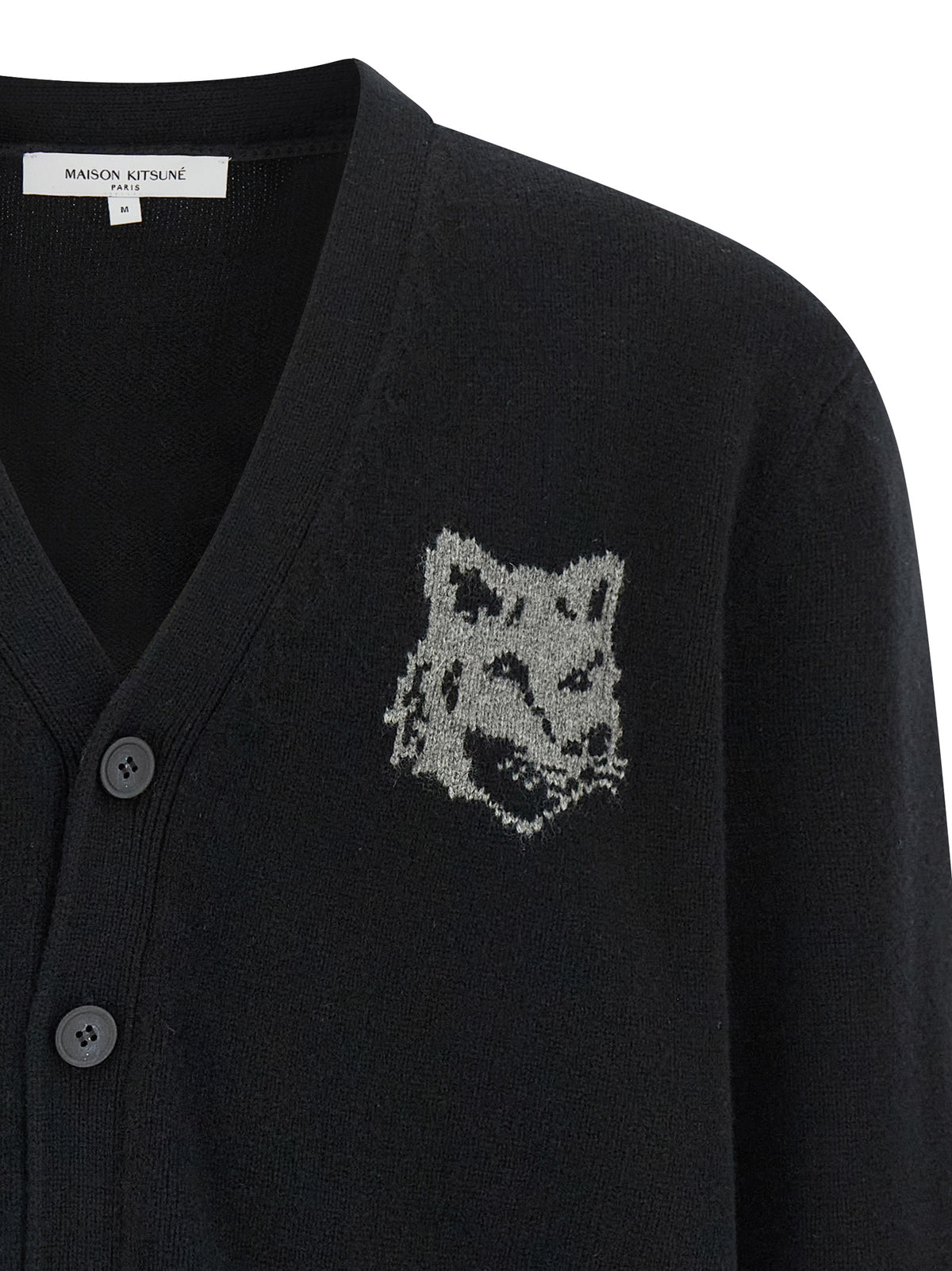 Maison Kitsuné Black Merino Wool Cardigan