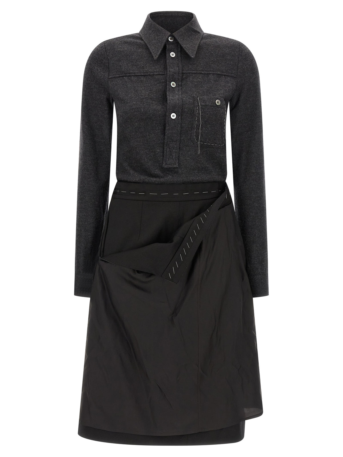 Maison Margiela Gray Virgin Wool Midi Dress