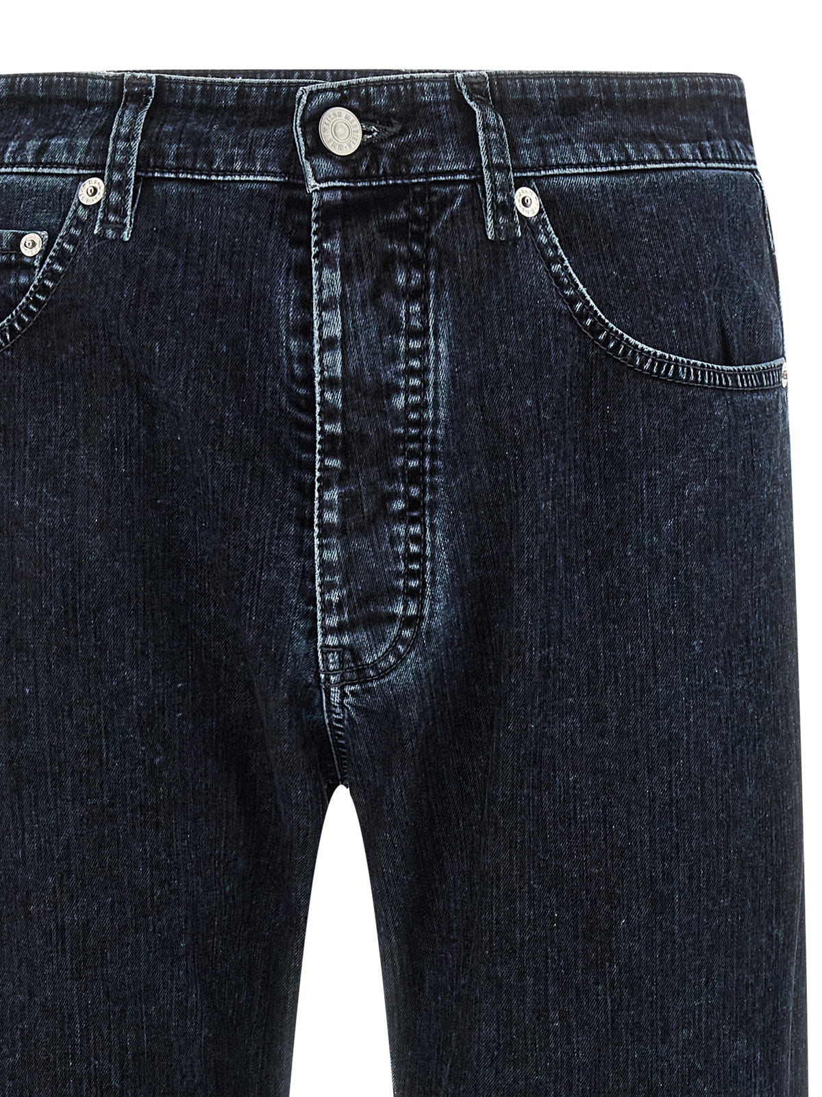 MM6 Maison Margiela Black Cotton Straight-Leg Jeans