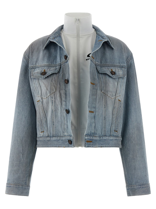Veste en jean de coton bleu Balenciaga