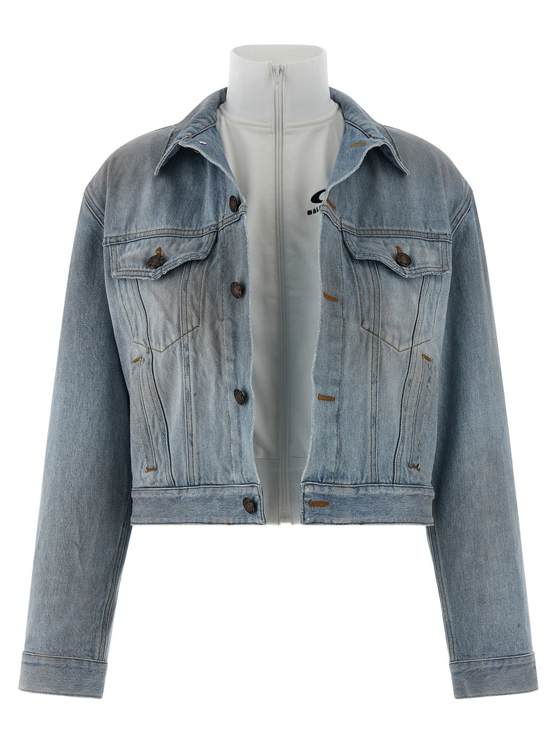 Veste en jean de coton bleu Balenciaga