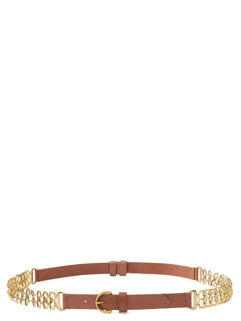 Ceinture régulière en cuir de veau marron PINKO