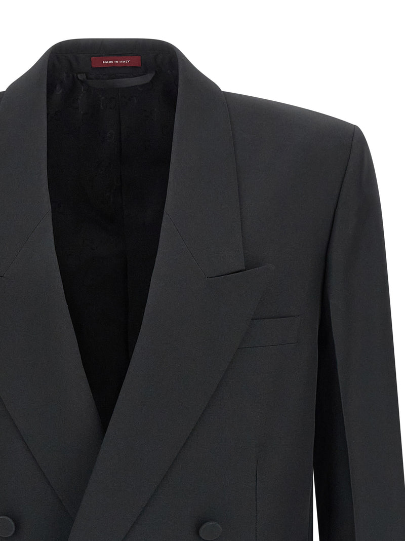 Gucci Black Polyester Double-Breasted Blazer for Men