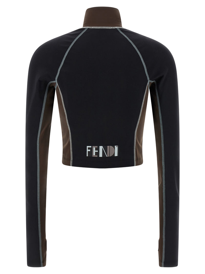 Fendi Black Polyamide Color Block Top