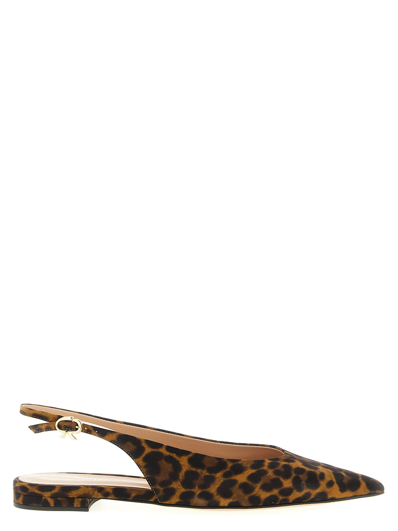 Gianvito Rossi Brown Suede Leather Ballet Flats