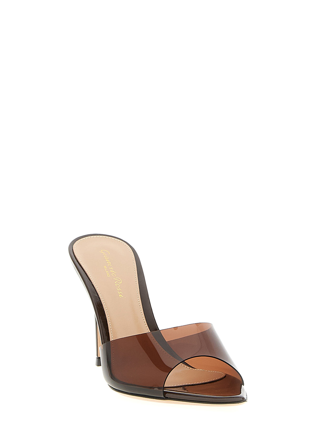 Gianvito Rossi Elle Brown Plastic Stiletto Heel Sandals