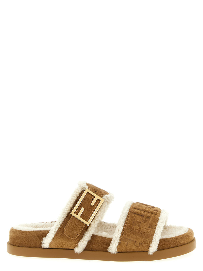 Fendi Beige Calfskin Slides - Luxury Women's Footwear