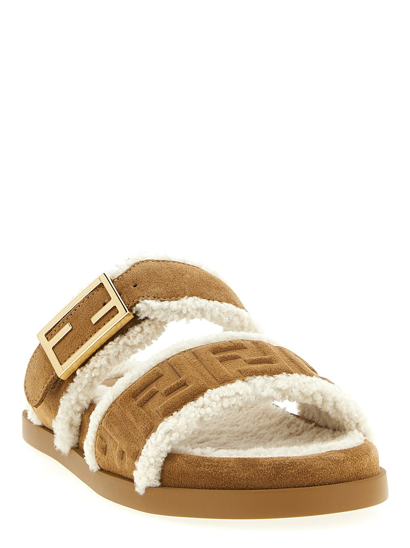 Fendi Beige Calfskin Slides - Luxury Women's Footwear