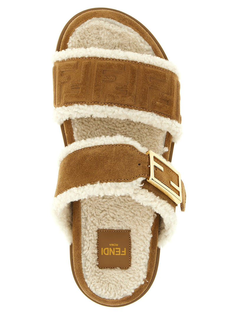 Fendi Beige Calfskin Slides - Luxury Women's Footwear