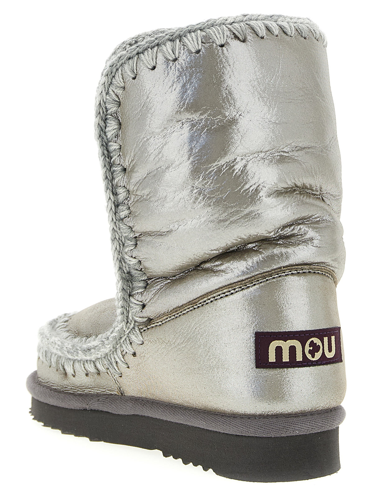 Mou Silver Lambskin Ankle Boots
