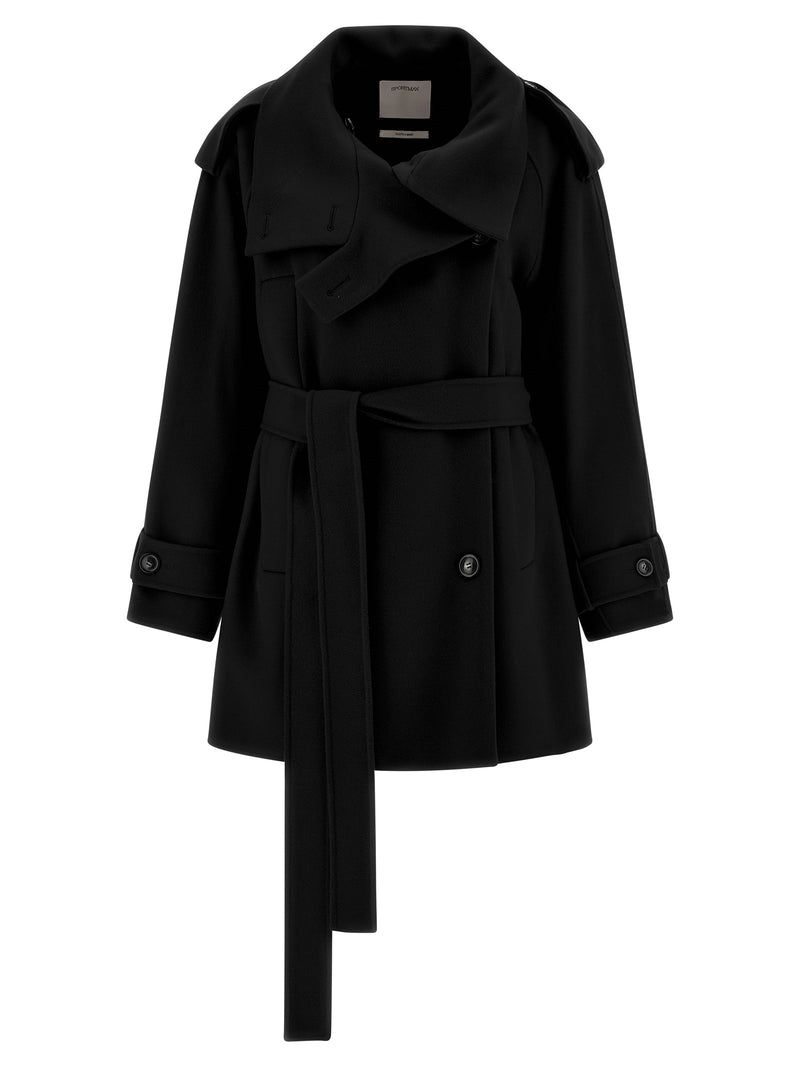Manteau Sportmax noir en laine vierge
