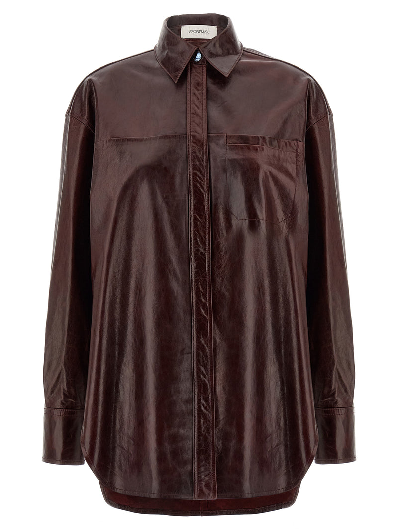 Sportmax Bordeaux Lamb Leather Blouse