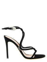 Gianvito Rossi Black Suede Leather Stiletto Heel Sandals