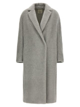 'S Max Mara Gray Alpaca Leather Coat