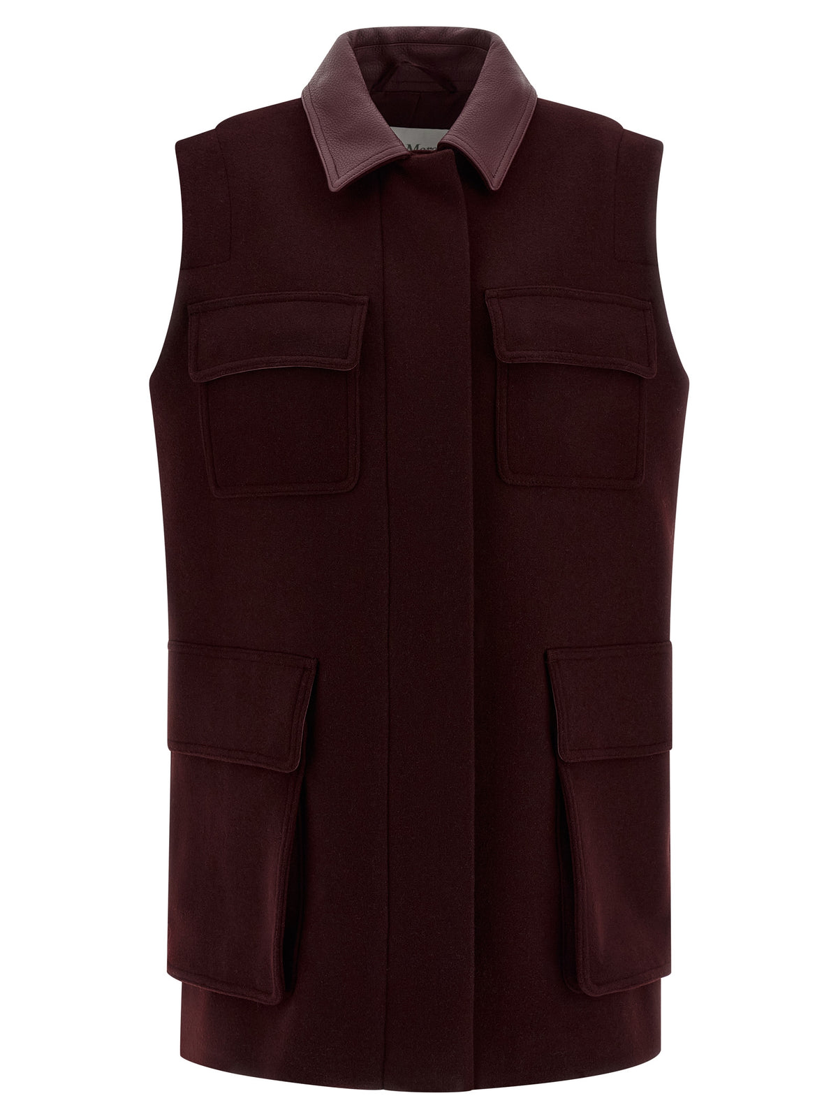 Max Mara Bordeaux Virgin Wool Sleeveless Jacket